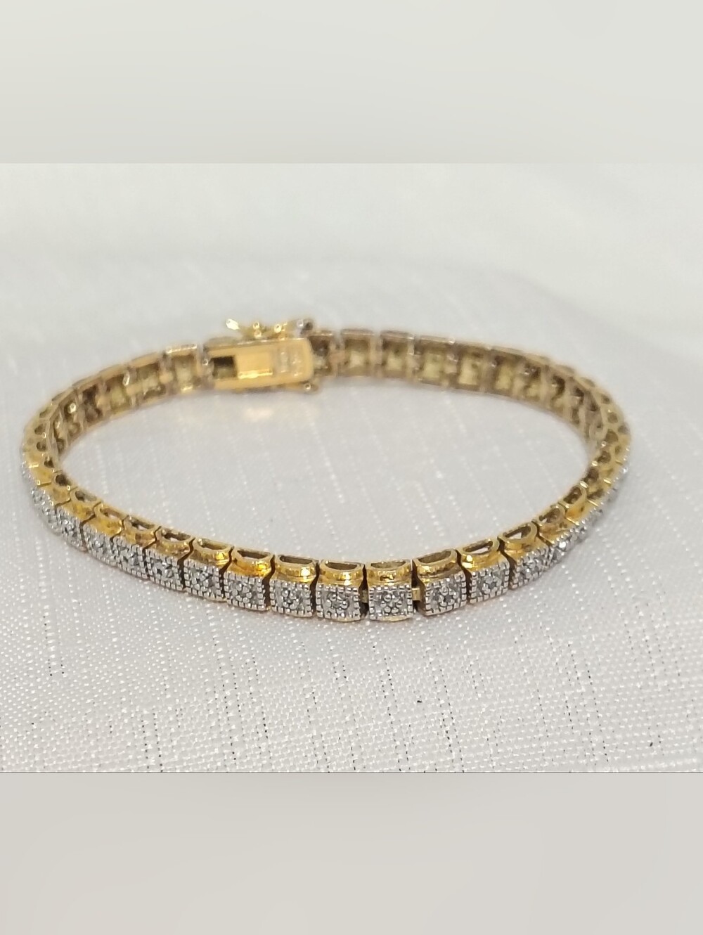18K Yellow Gold Over Sterling Silver Diamond Tennis Bracelet 7"